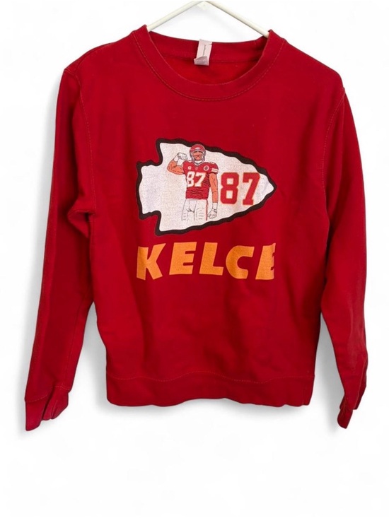 justhoods Tops - Women’s Red Kelce Graphic Crew Sweatshirt - Team Inspired Casual